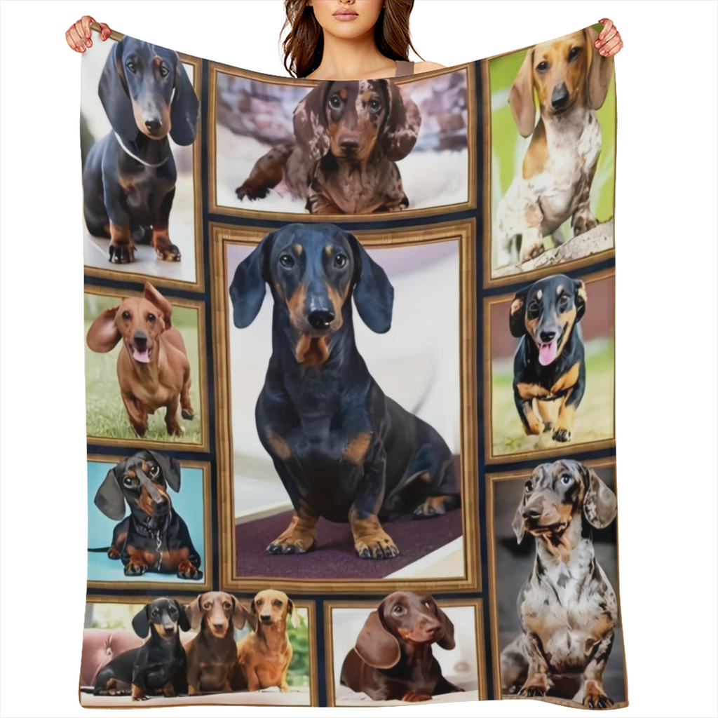 1pc Soft And Cozy Dachshund Print Flannel Blanket - Perfect For Travel, Sofa, Bed, And Office - Ideal Gift For Boys, Girls, And Adults - Available All Season