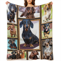 1pc Soft And Cozy Dachshund Print Flannel Blanket - Perfect For Travel, Sofa, Bed, And Office - Ideal Gift For Boys, Girls, And Adults - Available All Season