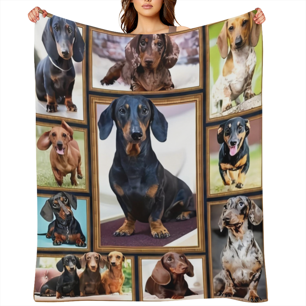 1pc Soft And Cozy Dachshund Print Flannel Blanket - Perfect For Travel, Sofa, Bed, And Office - Ideal Gift For Boys, Girls, And Adults - Available All Season
