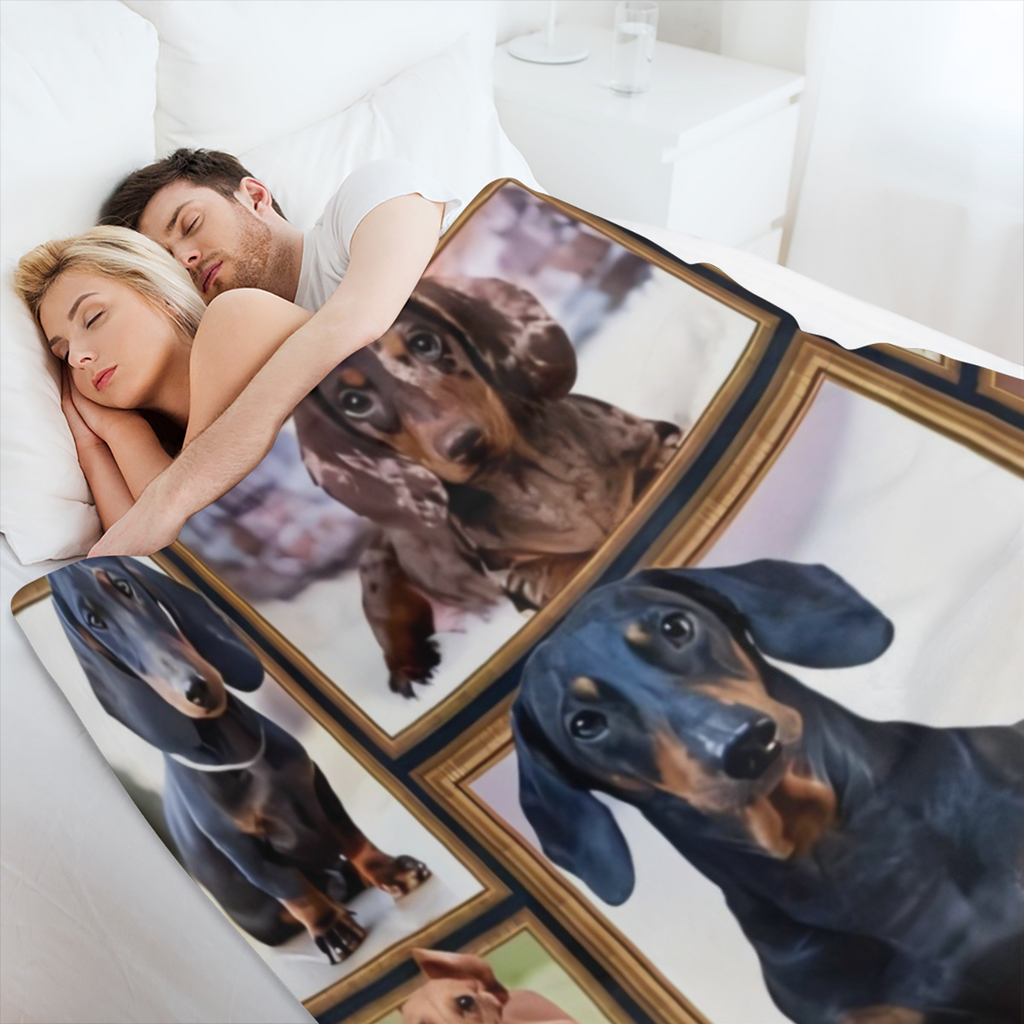 1pc Soft And Cozy Dachshund Print Flannel Blanket - Perfect For Travel, Sofa, Bed, And Office - Ideal Gift For Boys, Girls, And Adults - Available All Season