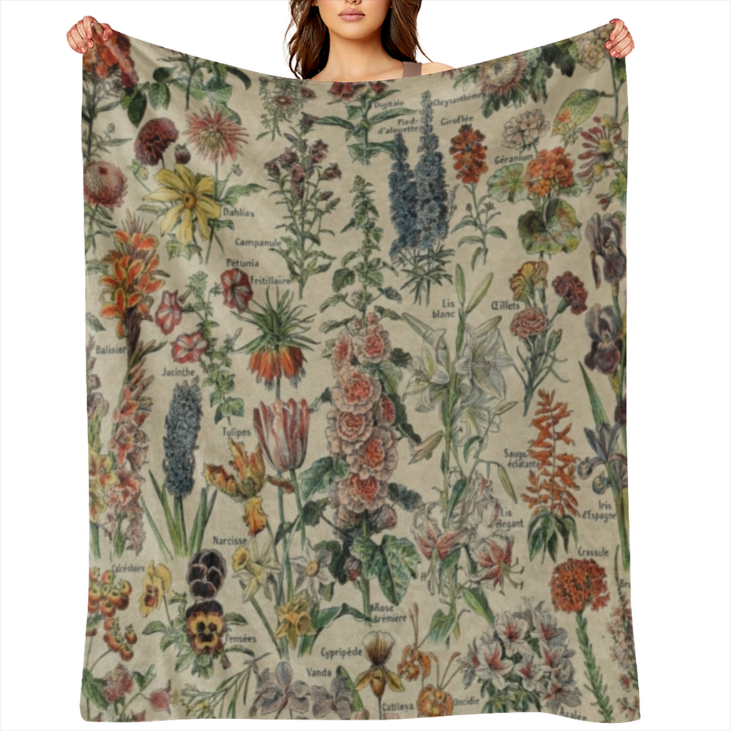 1pc Soft and Warm Retro Floral Print Flannel Blanket for Couch, Sofa, Office, Bed, Camping, and Travel - Perfect All- Season Gift Blanket
