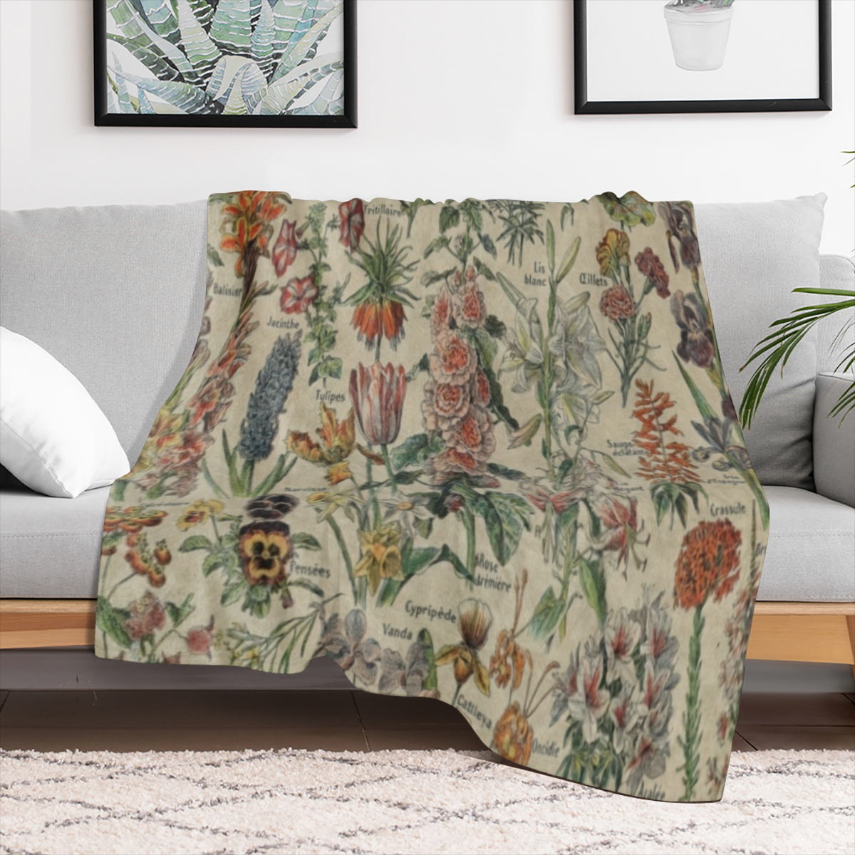 1pc Soft and Warm Retro Floral Print Flannel Blanket for Couch, Sofa, Office, Bed, Camping, and Travel - Perfect All- Season Gift Blanket