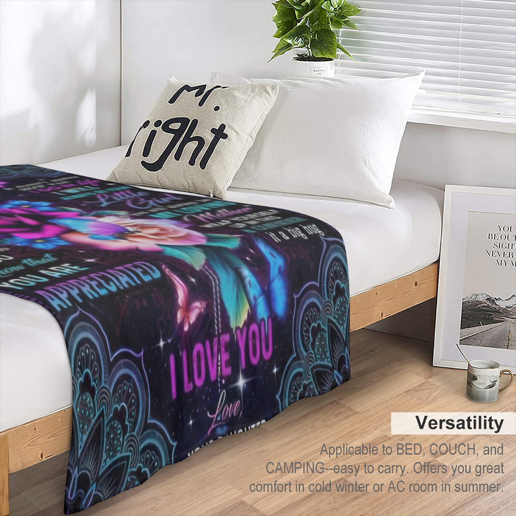 Cozy Flannel Throw Blanket with Digital Print - Versatile for Home, Office, Car, and Camping - Soft, Warm, All- Season Gift from Daughter to Mom