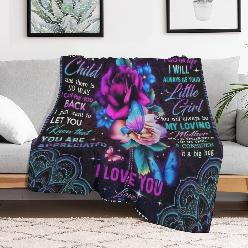 Cozy Flannel Throw Blanket with Digital Print - Versatile for Home, Office, Car, and Camping - Soft, Warm, All- Season Gift from Daughter to Mom