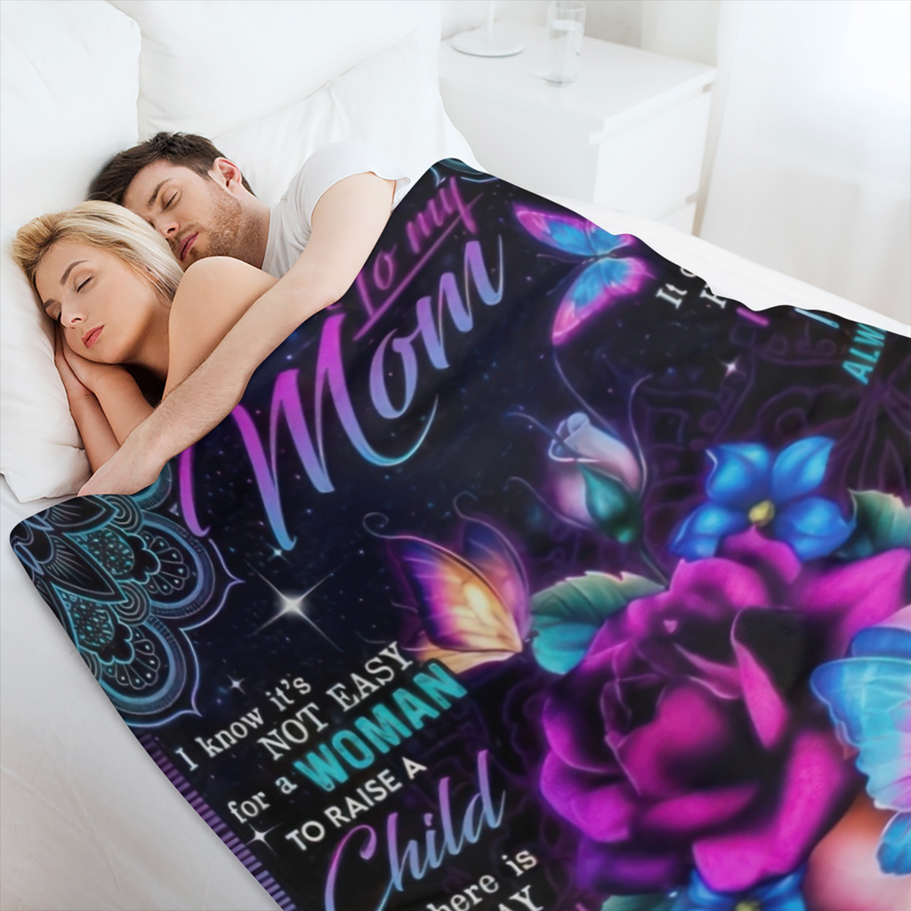 Cozy Flannel Throw Blanket with Digital Print - Versatile for Home, Office, Car, and Camping - Soft, Warm, All- Season Gift from Daughter to Mom