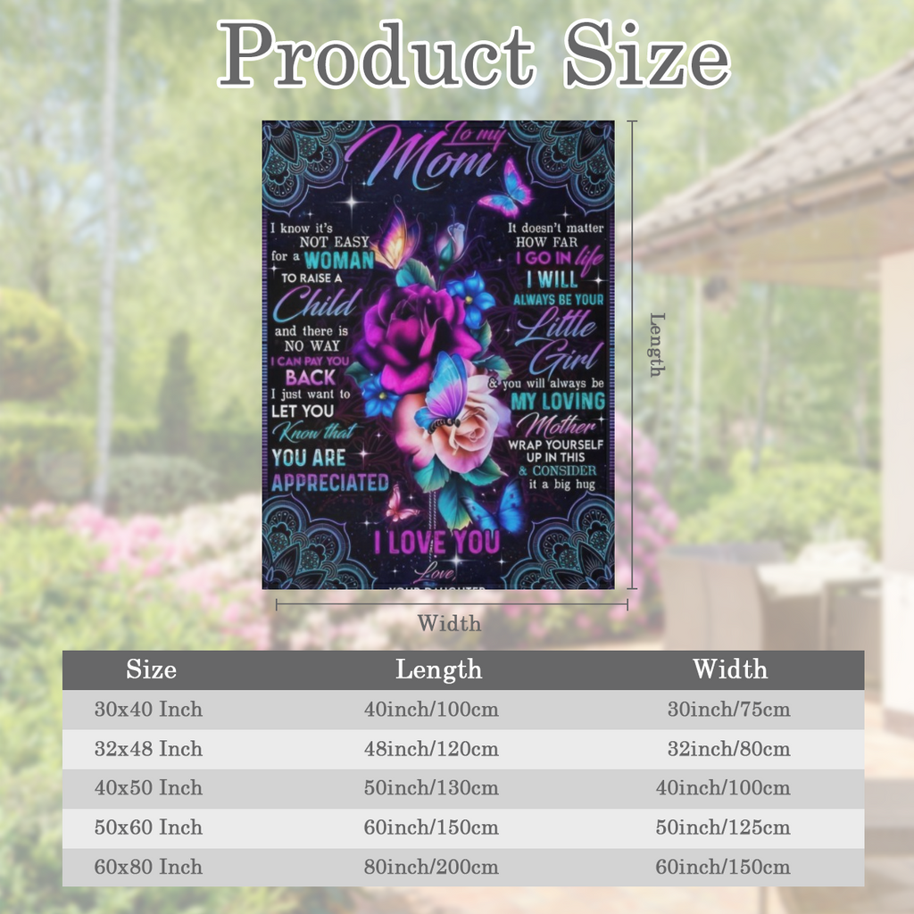 Cozy Flannel Throw Blanket with Digital Print - Versatile for Home, Office, Car, and Camping - Soft, Warm, All- Season Gift from Daughter to Mom