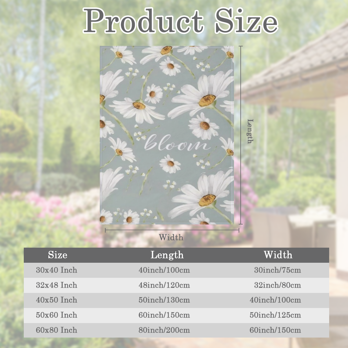 Cozy Daisy Pattern Soft Flannel Throw Blanket - All- Season Comfort Knit Polyester Lightweight Digital Print TV Blanket for Sofa 200- 250g Square Weight