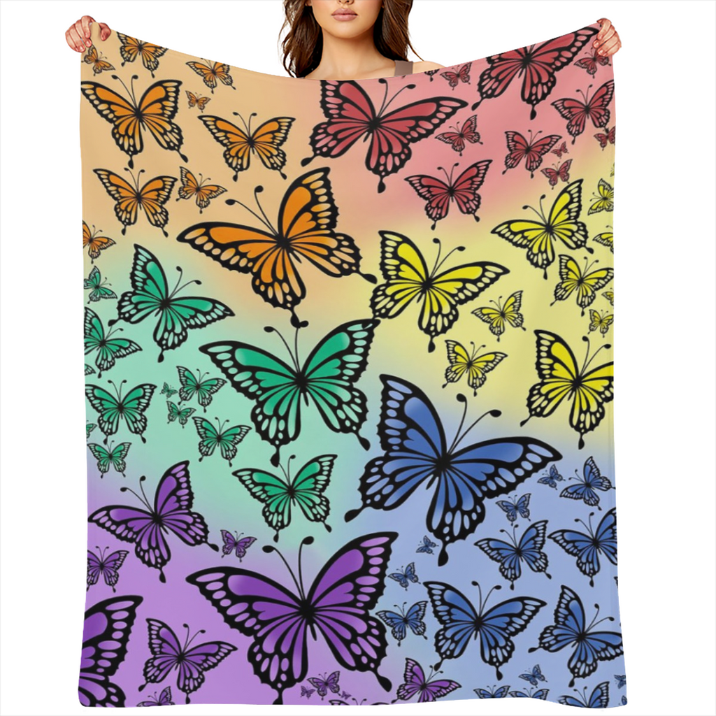 Butterfly Flannel Sofa Blanket Soft Lightweight Warm Shawl Knitted Plush Comfortable Decorative Blanket Suitable for Sofa Bed40x30inch