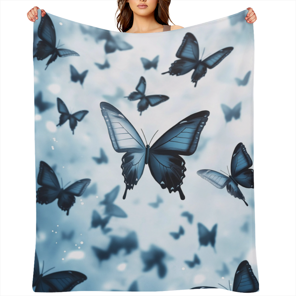 1pc Dreamy Butterfly Print Blanket - Contemporary Style Flannel Throw For Travel Couch Bed Office Home Decoration - Birthday Gift Blanket For Girls Adults