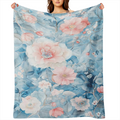 1 modern floral printed flannels blanket, tear resistant, Four season knitted polyester blanket, digital printed gift blanket, suitable for African girls, granddaughters, daughters, multi- purpose, su