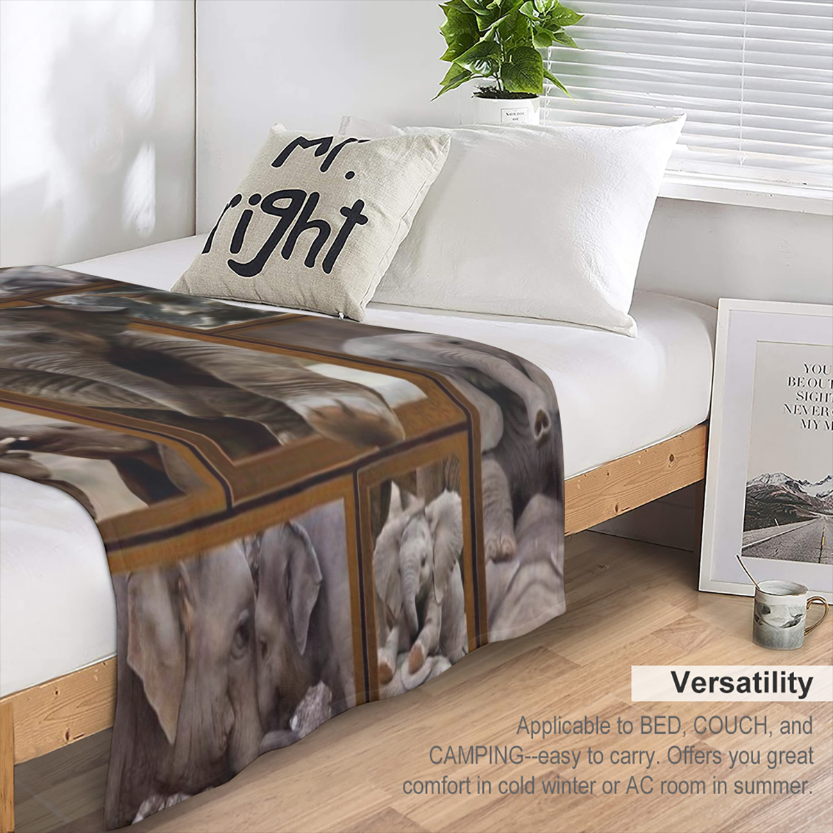 Cozy Elephant-Themed Flannel Throw Blanket - Soft Warm and Perfect for Couch Bed Office or Travel - Ideal Gift for Friends