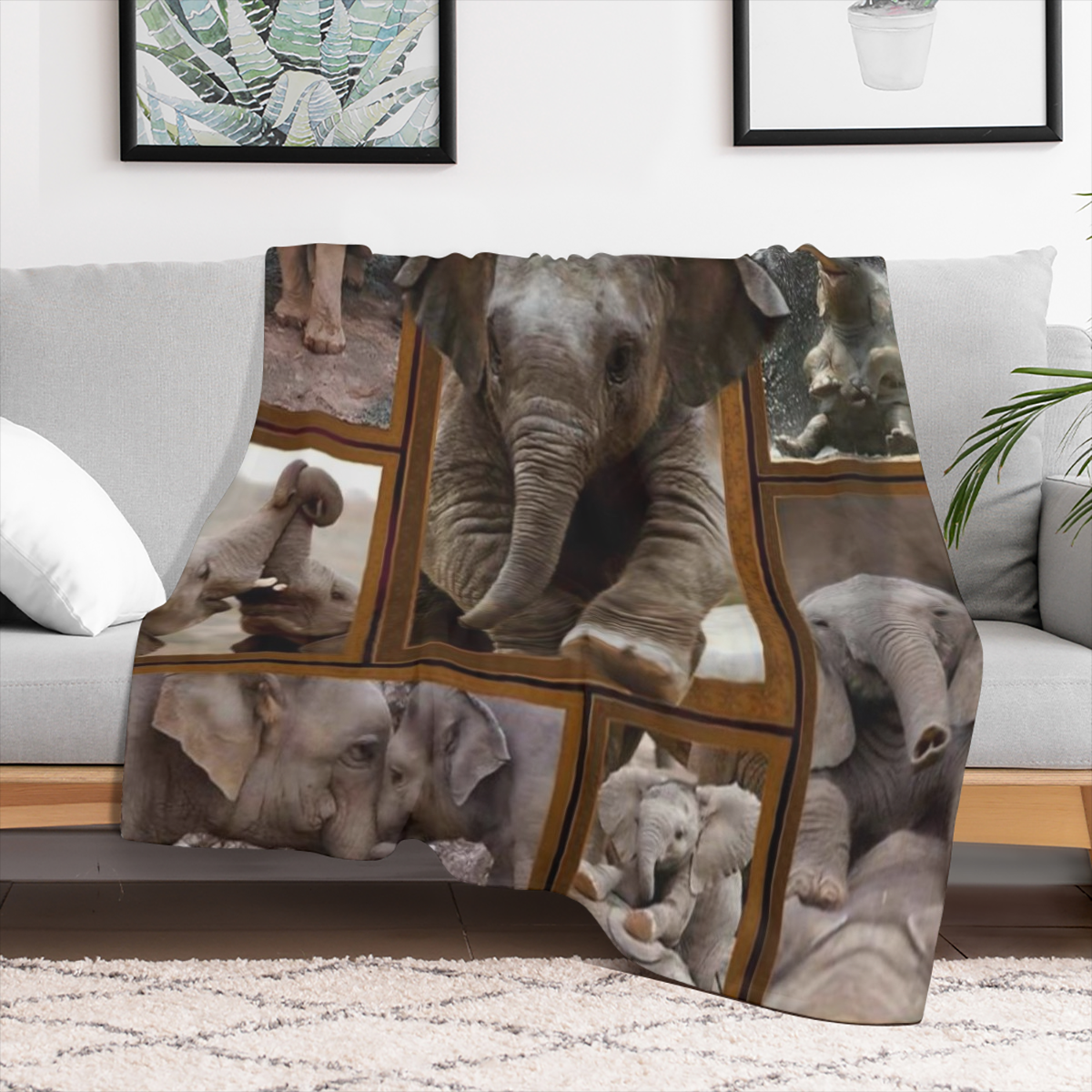 Cozy Elephant-Themed Flannel Throw Blanket - Soft Warm and Perfect for Couch Bed Office or Travel - Ideal Gift for Friends