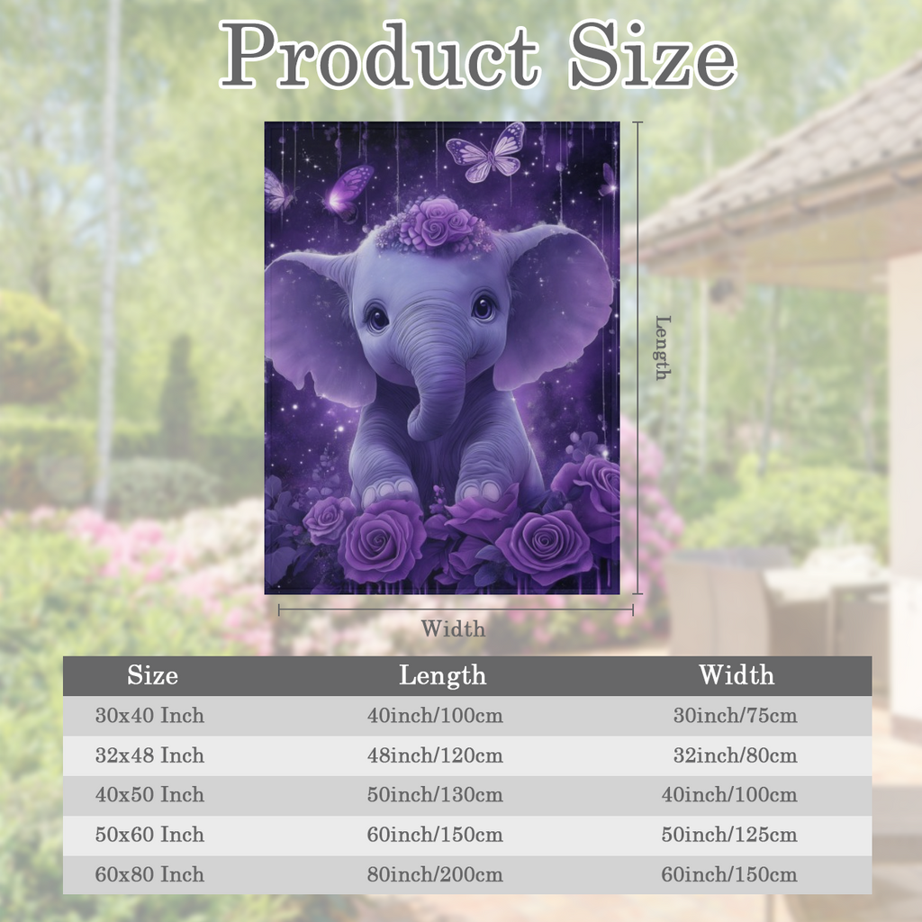 1pc Cozy Cute Purple Elephant Rose Butterfly Printed Throw Blanket - Ultra- Soft, Warm, and Lightweight Throw Blanket for Girls, Ladies, and Home Decor - Perfect for Sofa, Bed, Picnics, Travel, and Mu
