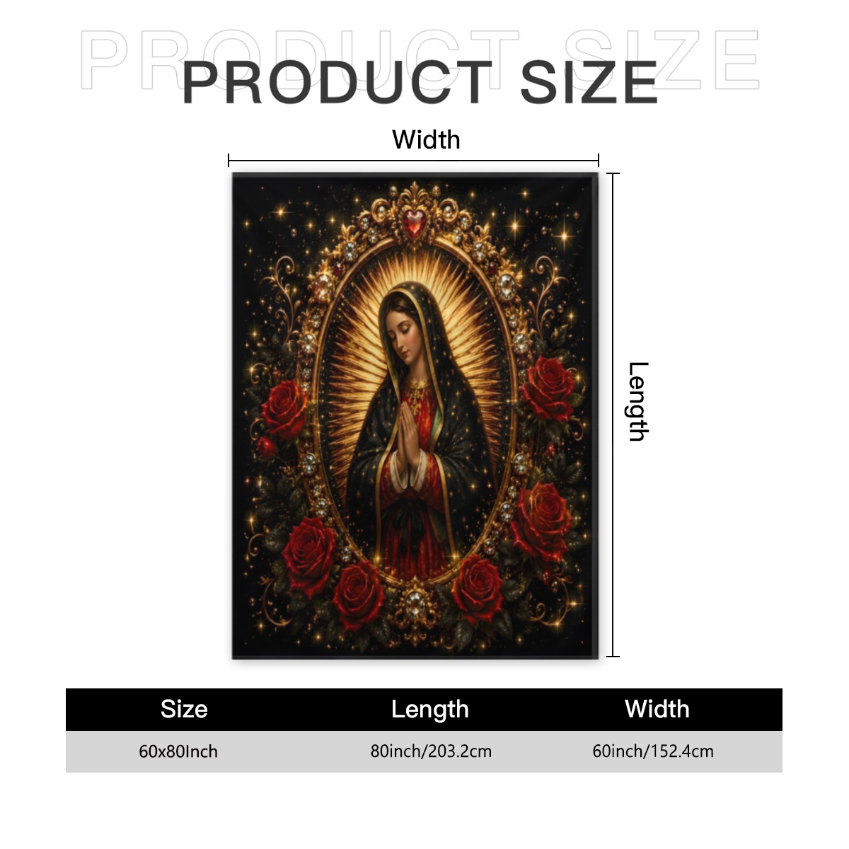 Virgin Mary Praying Roses Throw Blanket Baroque Gothic Religious Aesthetic