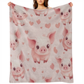 A classically- inspired heart- shaped pig print flannelette blanket - soft, warm and comfortable for sofas, beds, cars, offices, camping, travel - all season knitted polyester blanket - ideal gift