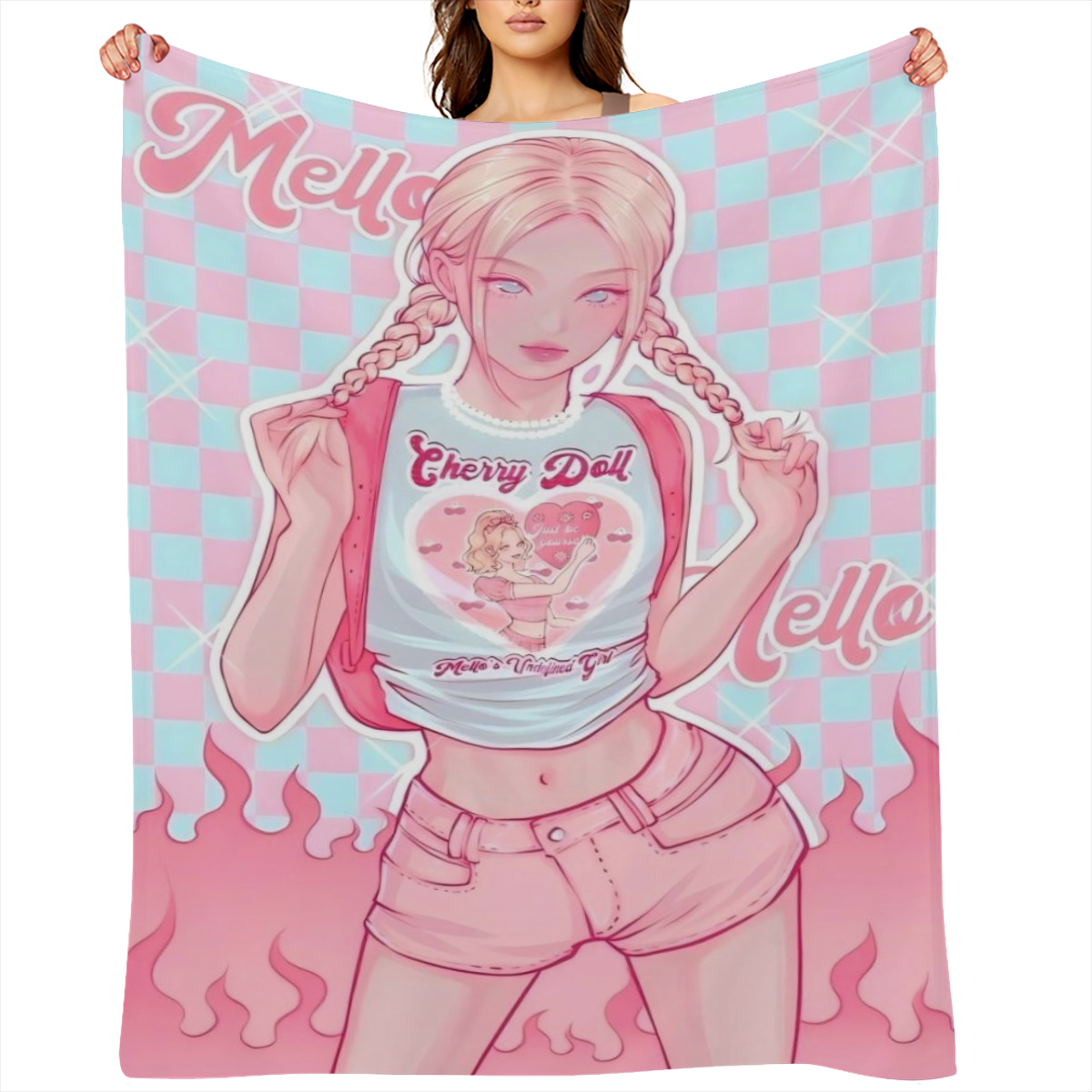 1pc YWJHUI Glam Style Reversible Digital Print Throw Blanket All-Season Multipurpose Polyester Bedding Soft and Warm with Machine Washable for Home Bedroom Office Travel and Camping