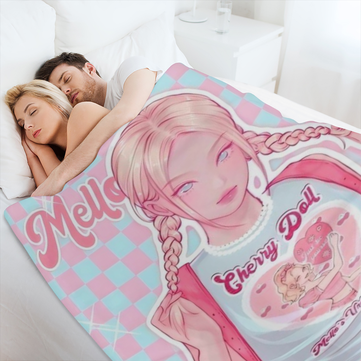 1pc YWJHUI Glam Style Reversible Digital Print Throw Blanket All-Season Multipurpose Polyester Bedding Soft and Warm with Machine Washable for Home Bedroom Office Travel and Camping