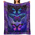1pc Dreamy Colorful Butterfly Print Blanket, Flannel Blanket, Soft Warm Throw Blanket Nap Blanket For Couch Sofa Office Bed Camping Travel, Multi- purpose Gift Blanket For All Season