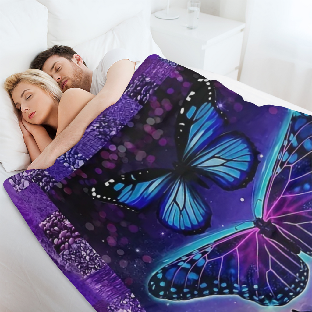 1pc Dreamy Colorful Butterfly Print Blanket, Flannel Blanket, Soft Warm Throw Blanket Nap Blanket For Couch Sofa Office Bed Camping Travel, Multi- purpose Gift Blanket For All Season