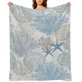 1 Coastal coral and shell flannel blanket - soft polyester twill, digitally printed, machine washed, suitable for all seasons, tear and stain resistant, versatile home decor for sofas, beds, travel -