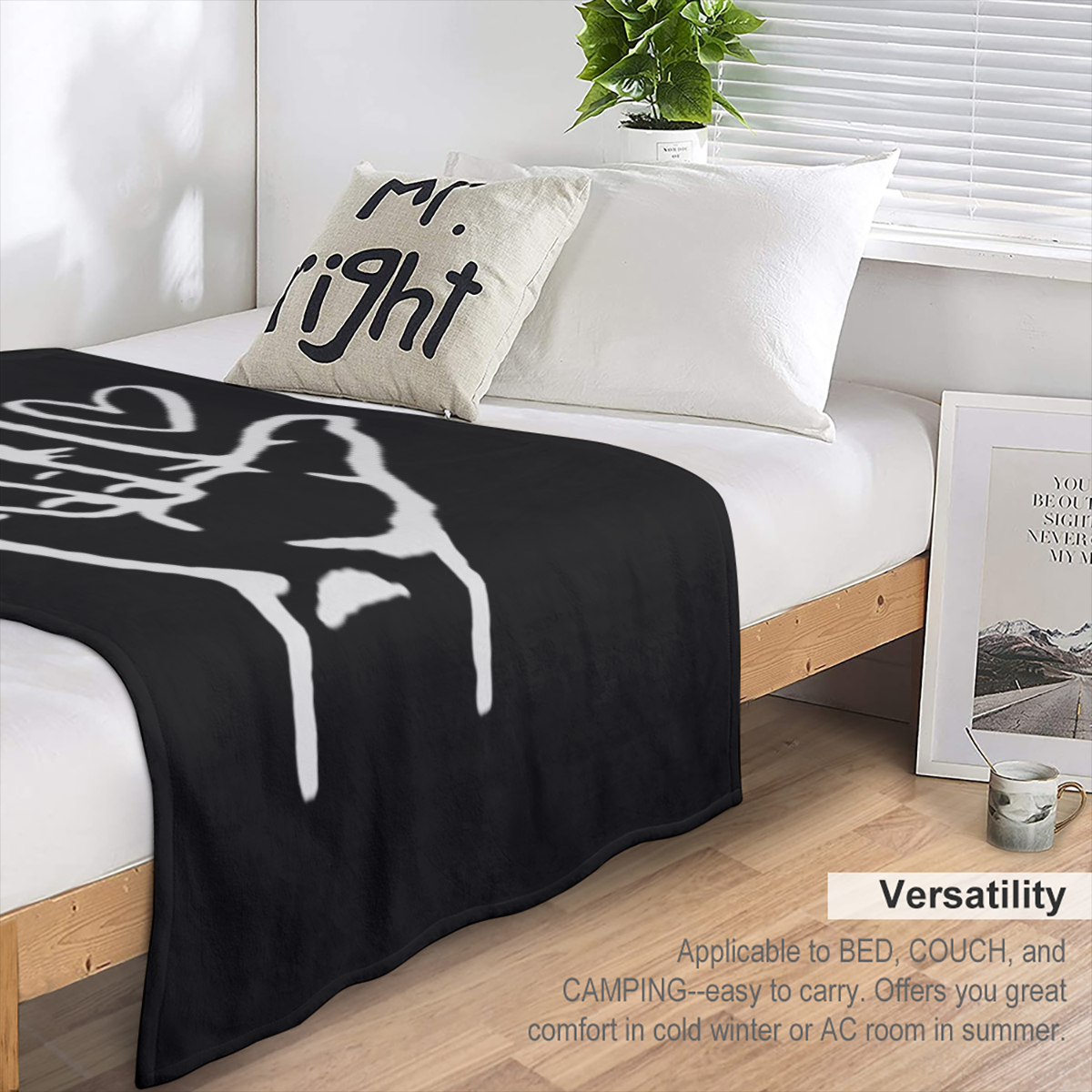 ASL I Love You Sign Language Black Super Soft Flannel Blanket, 280GSM Cozy Polyester, Contemporary Heart Gesture Print, All- Season Use, Machine Washable, Multi- Size Options ( 30x40in40x50in50x60in60