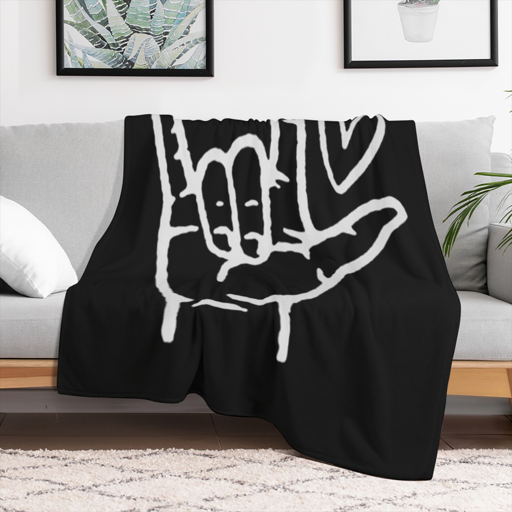 ASL I Love You Sign Language Black Super Soft Flannel Blanket, 280GSM Cozy Polyester, Contemporary Heart Gesture Print, All- Season Use, Machine Washable, Multi- Size Options ( 30x40in40x50in50x60in60