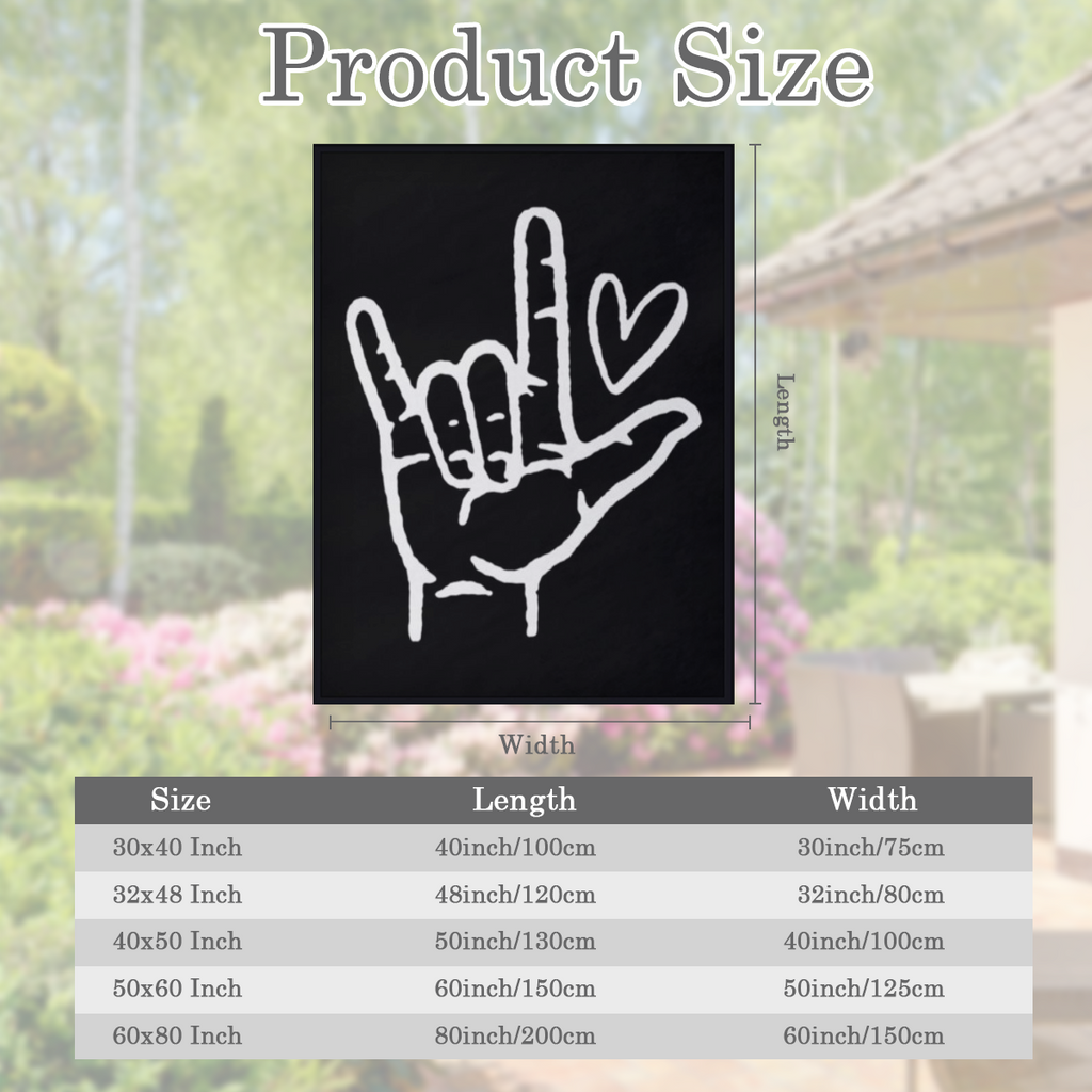 ASL I Love You Sign Language Black Super Soft Flannel Blanket, 280GSM Cozy Polyester, Contemporary Heart Gesture Print, All- Season Use, Machine Washable, Multi- Size Options ( 30x40in40x50in50x60in60