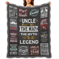 Cozy Flannel Throw Blanket for Uncles Multi- Size 280GSM Polyester Knit Humorous Uncle- Themed Designs All- Season Comfort Machine Washable Ideal Gift from Niece or Nephew