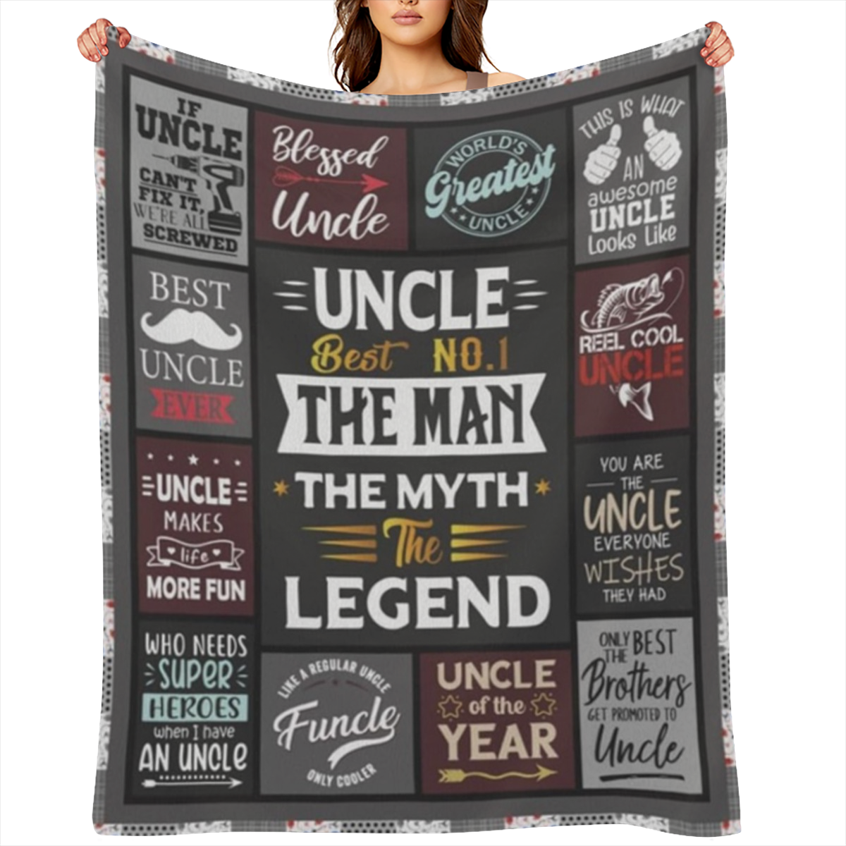 Cozy Flannel Throw Blanket for Uncles Multi- Size 280GSM Polyester Knit Humorous Uncle- Themed Designs All- Season Comfort Machine Washable Ideal Gift from Niece or Nephew