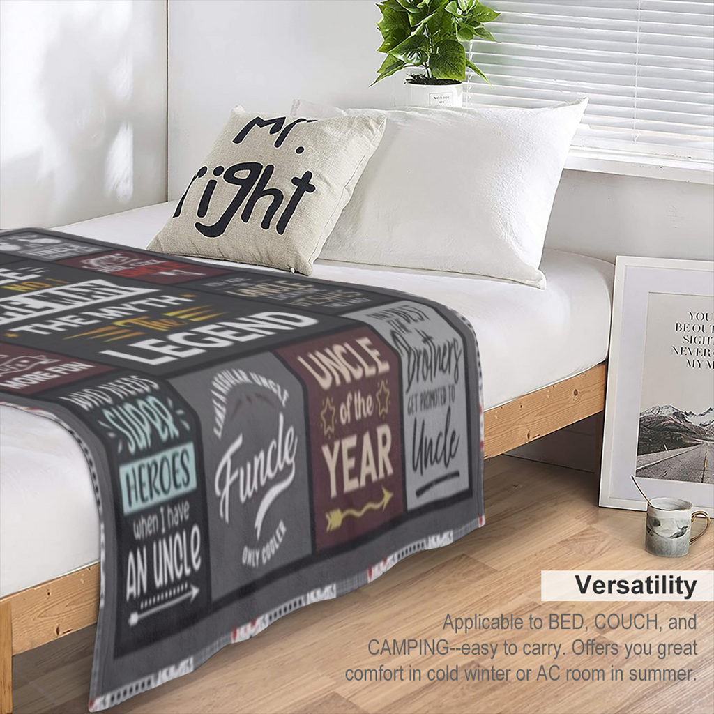 Cozy Flannel Throw Blanket for Uncles Multi- Size 280GSM Polyester Knit Humorous Uncle- Themed Designs All- Season Comfort Machine Washable Ideal Gift from Niece or Nephew
