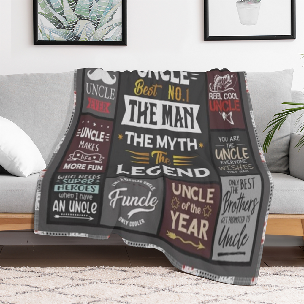 Cozy Flannel Throw Blanket for Uncles Multi- Size 280GSM Polyester Knit Humorous Uncle- Themed Designs All- Season Comfort Machine Washable Ideal Gift from Niece or Nephew