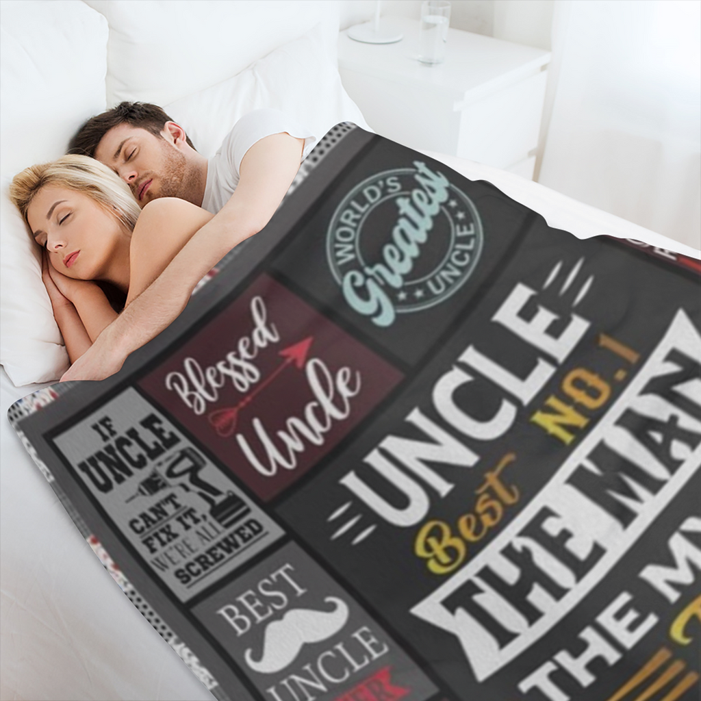 Cozy Flannel Throw Blanket for Uncles Multi- Size 280GSM Polyester Knit Humorous Uncle- Themed Designs All- Season Comfort Machine Washable Ideal Gift from Niece or Nephew