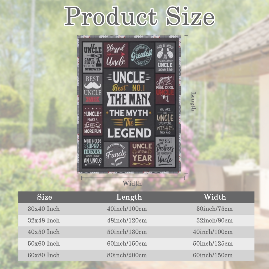 Cozy Flannel Throw Blanket for Uncles Multi- Size 280GSM Polyester Knit Humorous Uncle- Themed Designs All- Season Comfort Machine Washable Ideal Gift from Niece or Nephew