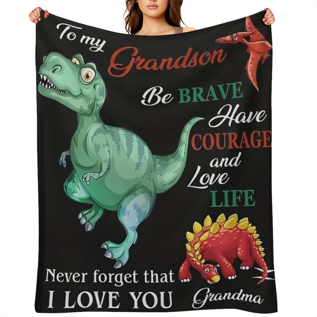 Cozy Dinosaur Pattern Flannel Throw Blanket - Soft, Warm & Lightweight for Couch, Bed, Office, and Travel - Versatile All- Season Gift for Family and Friends