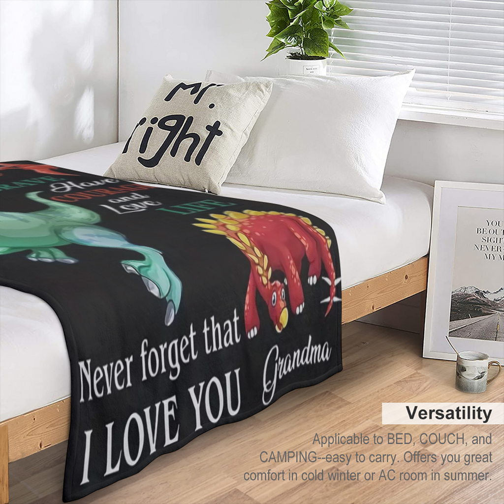 Cozy Dinosaur Pattern Flannel Throw Blanket - Soft, Warm & Lightweight for Couch, Bed, Office, and Travel - Versatile All- Season Gift for Family and Friends