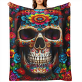 Soft Lightweight Skull Print Blanket - Perfect for Travel Camping and Home Use - Durable Flannel Fabric Multiple Sizes Available for Autumn