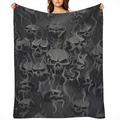 1pc Gothic Skull Print Flannel Fleece Throw Blanket - Vintage Style All-Season Cozy Ultra Soft Microfiber Lightweight Warm Digital Print Washable Ideal for Sofa Bed Office Camping Travel - 250-300gsm