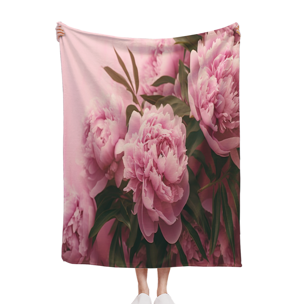 Colorful Peonies Soft Warm Cozy Blanket, Retro Natural Flower Rustic Plants Lightweight Plush Throw Blanket, Home Decor Soft Blanket for Living Bed Room Couch-280GSM