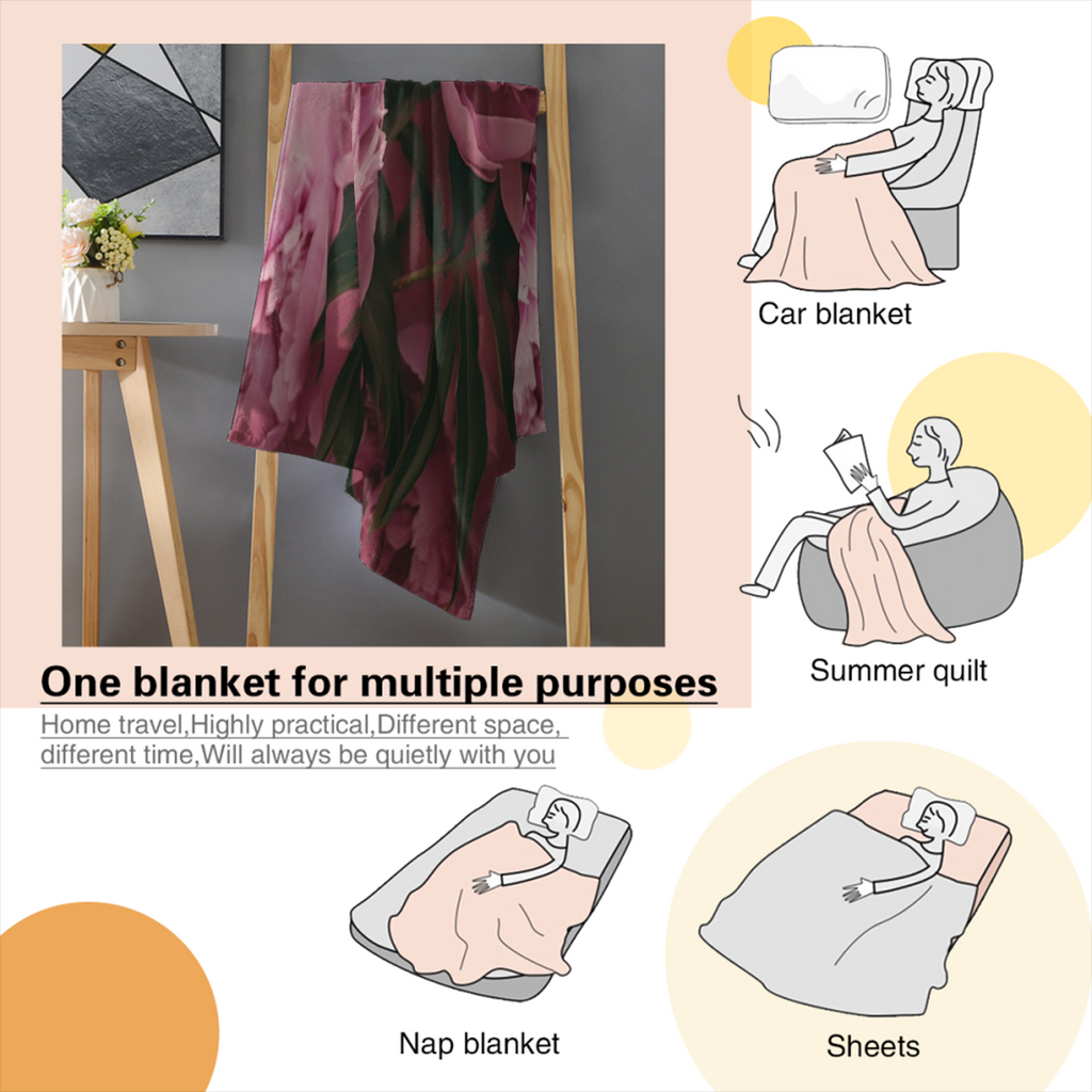 Colorful Peonies Soft Warm Cozy Blanket, Retro Natural Flower Rustic Plants Lightweight Plush Throw Blanket, Home Decor Soft Blanket for Living Bed Room Couch-280GSM