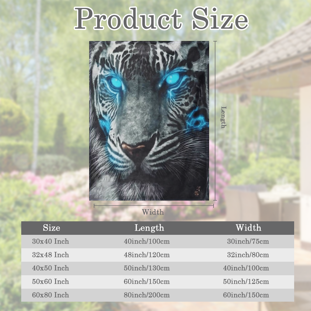 Blue- Eyed Wolf Flannel Digital Print Air Conditioning Blanket - Comfortable & Soft, Perfect for Sofa Cover, All- Season Use, Polyester Blend, 200- 250 gsm, Allseason CoveringPlayful DesignSoft Textur