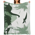 Cozy Dinosaur World Print Flannel Blanket Soft Warm Throw for Couch, Sofa, Office, Bed, Camping, Traveling - Multi- Purpose Holiday Gift Blanket