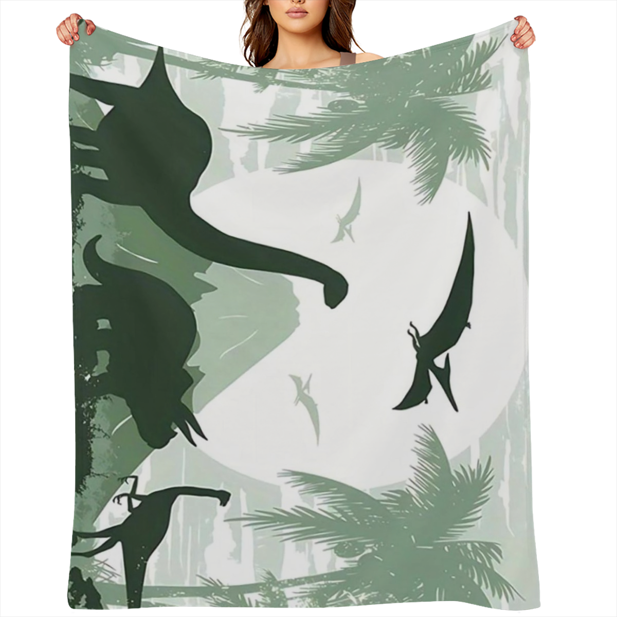 Cozy Dinosaur World Print Flannel Blanket Soft Warm Throw for Couch, Sofa, Office, Bed, Camping, Traveling - Multi- Purpose Holiday Gift Blanket