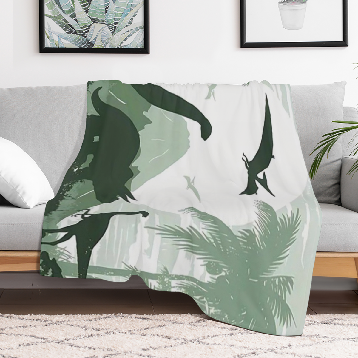 Cozy Dinosaur World Print Flannel Blanket Soft Warm Throw for Couch, Sofa, Office, Bed, Camping, Traveling - Multi- Purpose Holiday Gift Blanket