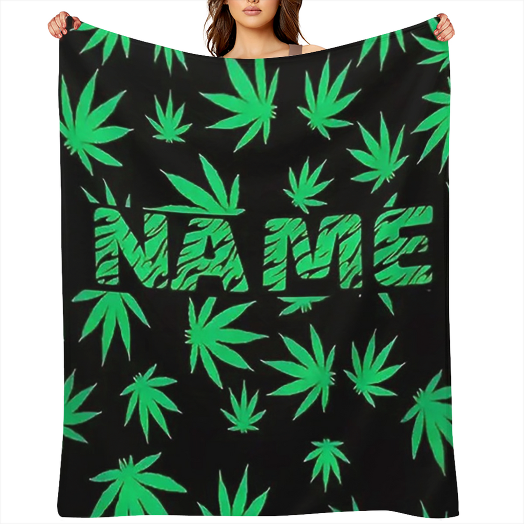 1 Green leaf pattern flannel blanket - soft, warm, allergy-resistant, rip-resistant digital printed blanket for sofas, beds, travel, camping and living rooms - machine washable, modern, all-season