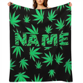1 Green leaf pattern flannel blanket - soft, warm, allergy-resistant, rip-resistant digital printed blanket for sofas, beds, travel, camping and living rooms - machine washable, modern, all-season