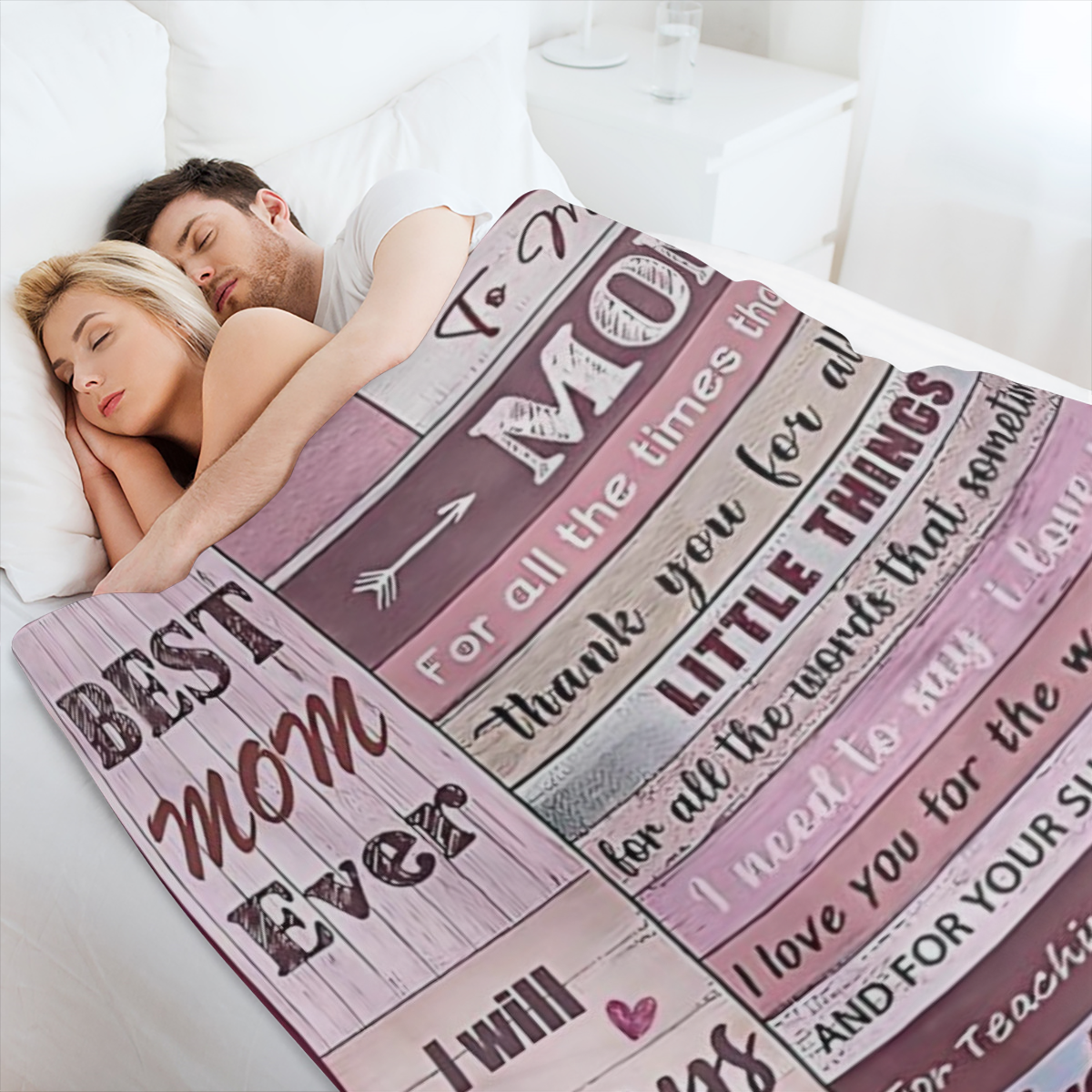 Love-Filled Letter to Mom from Daughter - Cozy Stylish Flannel Throw Blanket with Heartfelt Message Soft Warm for Couch Bed Office Travel - Perfect All-Season Gift Red with Floral Border Mom Blanket
