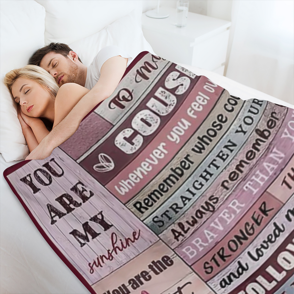 1pc Letter To Cousin Blanket, Contemporary Style, Outdoor Blanket, Travel Camping Blanket, Soft And Comfortable Blanket, Travel Sofa Bed, Office Home Decor, Birthday Gift Blanket, Boys, Girls, Adults,