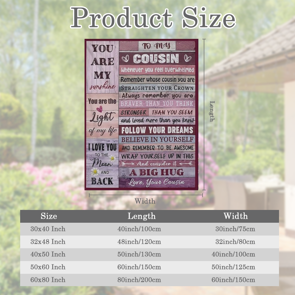 1pc Letter To Cousin Blanket, Contemporary Style, Outdoor Blanket, Travel Camping Blanket, Soft And Comfortable Blanket, Travel Sofa Bed, Office Home Decor, Birthday Gift Blanket, Boys, Girls, Adults,