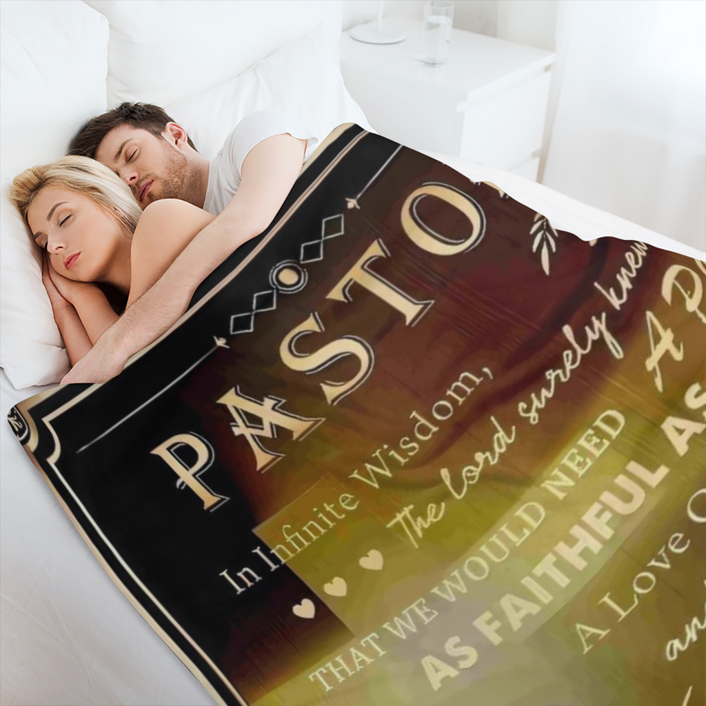 1pc Pastor Appreciation Gift - Vintage Style Knit Polyester Flannel Blanket Religious Christian Oblong Towel with Faithful Message 280gsm - Unique MenS Gift for Clergy