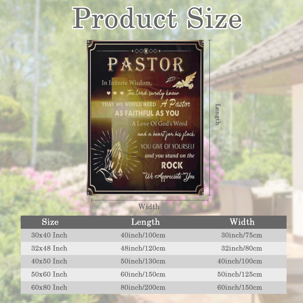 1pc Pastor Appreciation Gift - Vintage Style Knit Polyester Flannel Blanket Religious Christian Oblong Towel with Faithful Message 280gsm - Unique MenS Gift for Clergy